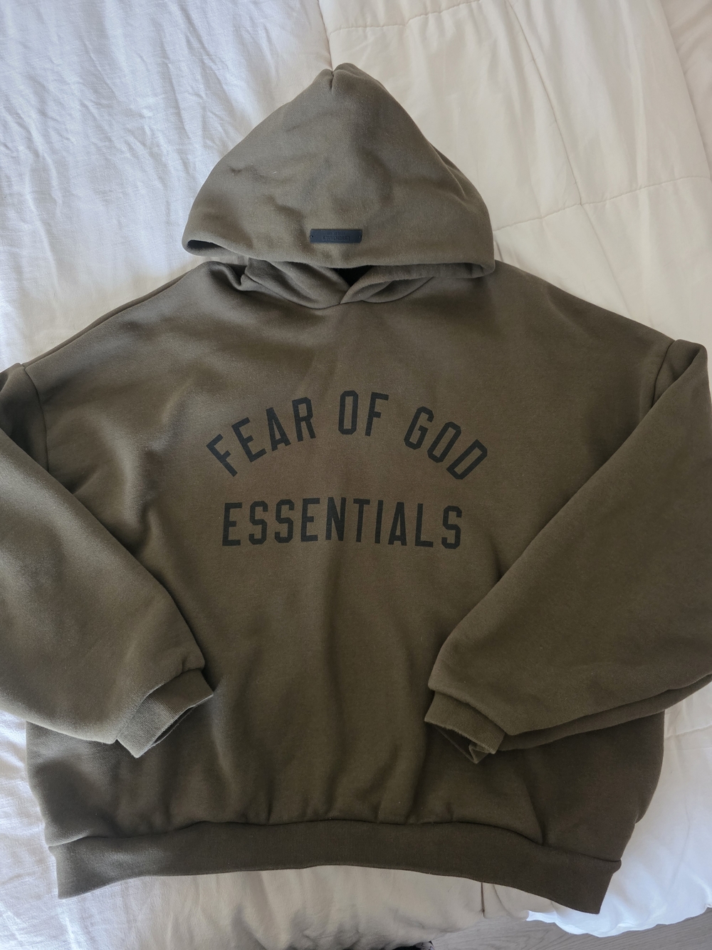 Fear of God Essentials Olive Green Hoodie